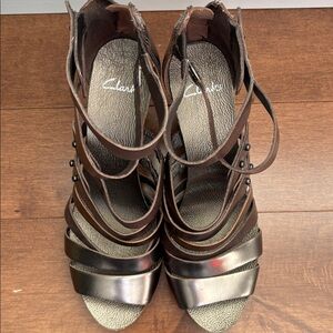 Clark’s Artisan bronze wedge sandals